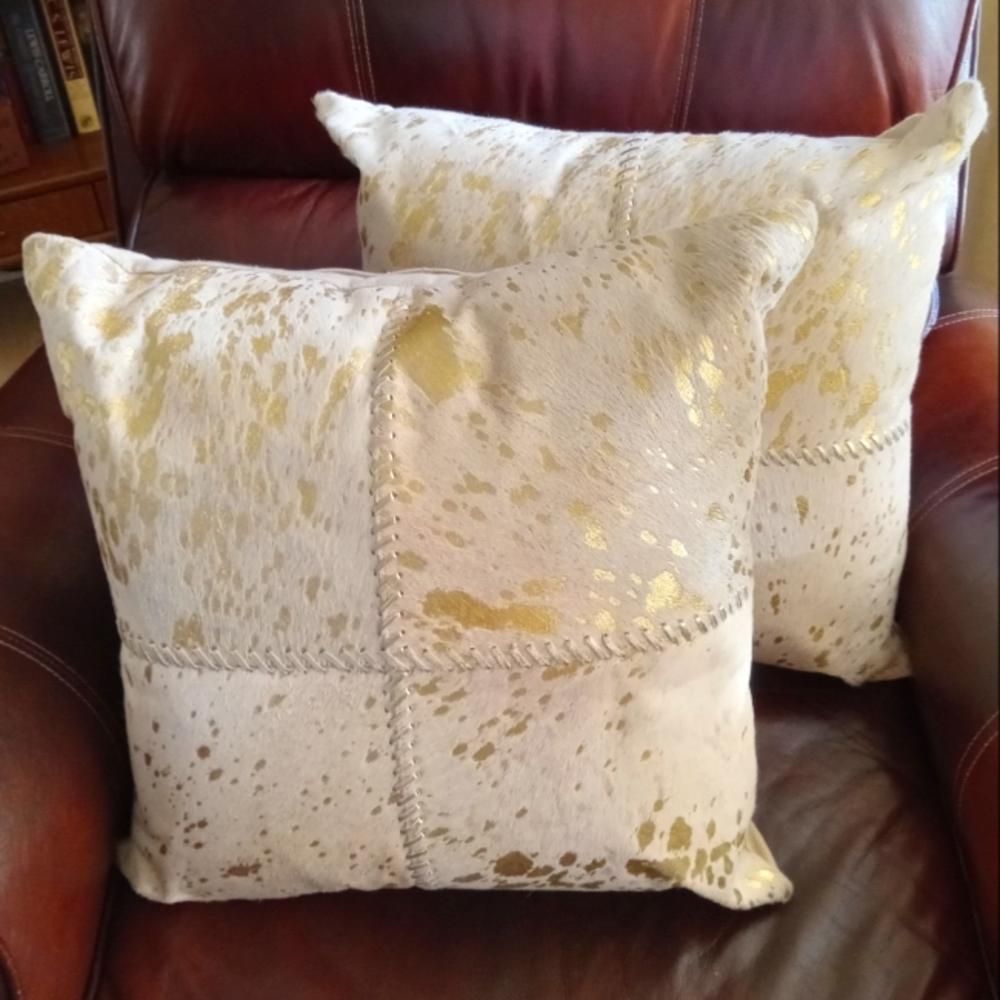 Bundle of 2 Cowhide Throw Pillows